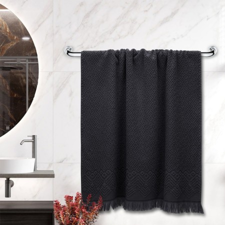 Tainted towel "Romb", 450 g, size 50x80 cm, dark gray color-2