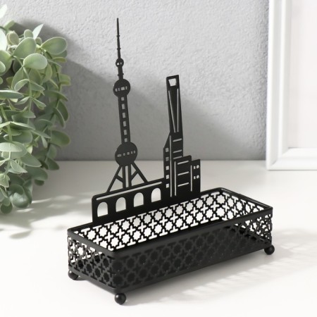 Top interior metal "City" Black 6.3x14.5x18.5 cm-1