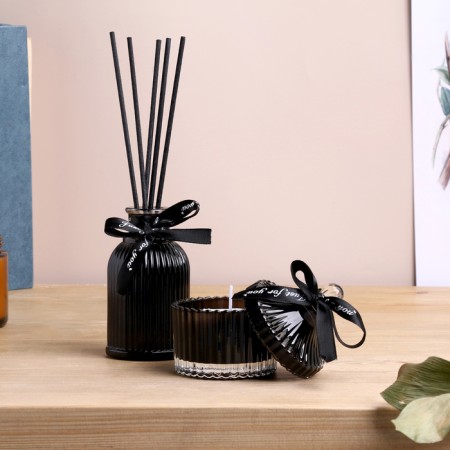 Set of diffuser 100 ml+candle 6x9 cm, black gentleman, black-6