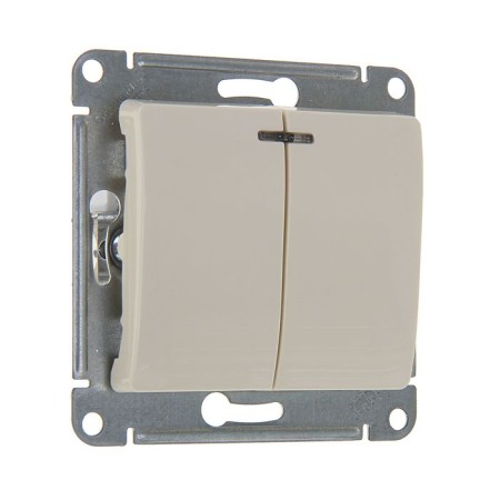 Glossa switch Sche GSL000253, 10 A, 2 keys, with backlight, beige color