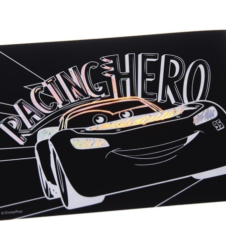 Engraving with a rainbow holographic base, A5 format, wheelbarrows