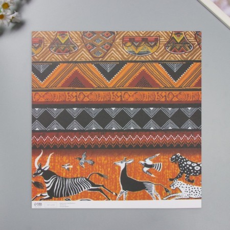 Scrapbooking "Africa" ​​density 180 grams set 5 pcs 30.5x32 cm-2