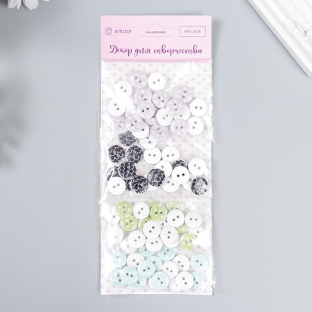 Buttons wood for creativity 2 punctures "Assorted" 4 colors x 20 pcs 1.3x1.3 cm