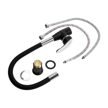 Zein Z6972 kitchen mixer, silicone spout, 40 mm cartridge, brass, black/chrome-8