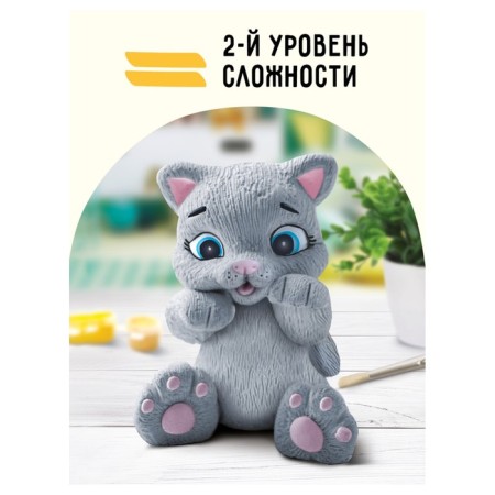 Set for painting from gypsum "kitten", figure height - 8.5 cm, with paints and brush-5