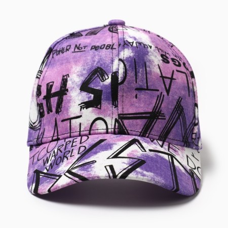 Menku cap with inscriptions, lilac color, rr 58-1
