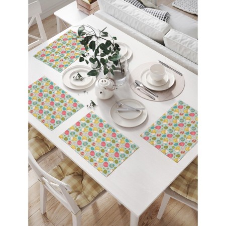 A set of napkins for setting the table "Flowers on Easter eggs", rectangular, size 32x46 cm, 4 pcs
