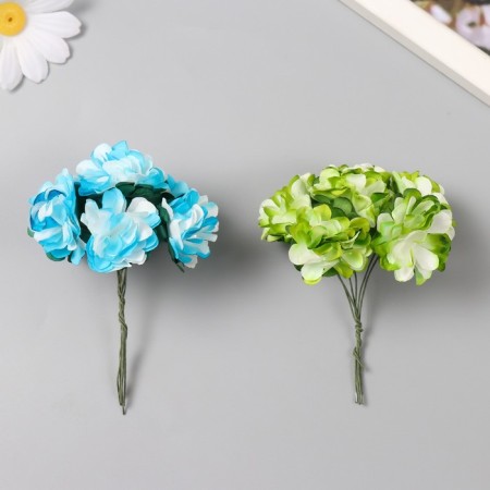 Decor for creativity "colorful flowers" mix, 9 cm (1 set = 1 bouquet) in the bouquet 6 flowers-3