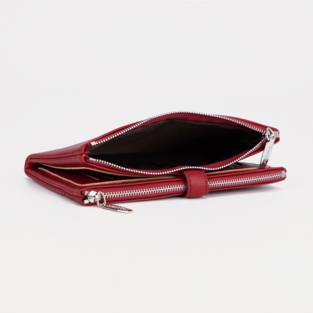 Women's wallet on the button, burgundy color-3