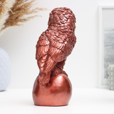 Figure "Owl on the ball" aged copper 19x9x8cm-2