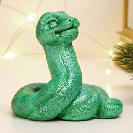 Figure "Snake Dasha" green metallic, 5x6x4cm-2