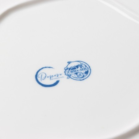 Board ceramic uneven edge "Divorces", 27 cm, white-blue color-7