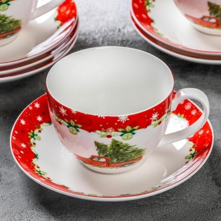 Service Porcelain Tea Daulay "New Year's Magic", 12 objects: 6 cups 280 ml, 6 saucer d = 15 cm-1