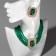 Set 2 items; Earrings, necklace “luxury” large stone, green color in gold, 42 cm