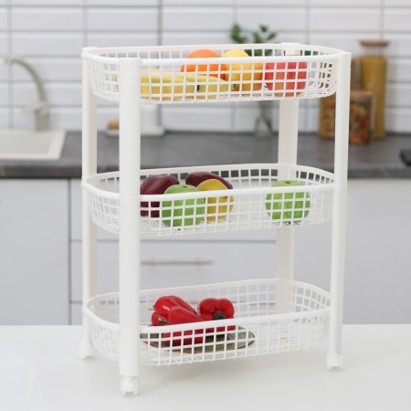 The floor of the floor is 3 sectional, on the wheels, the color is white-3