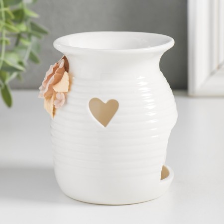 Aroma lamp ceramics "Rose and forget -me -nots with a heart" mix 7.5x7.5x9.5 cm-3