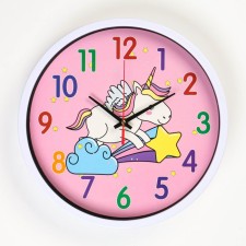 Детские настенные часы "Единорог", дискретный ход, d-30 см