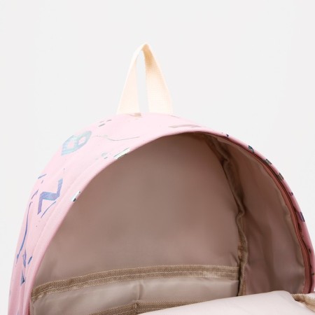 Young backpack from textiles on lightning, 3 pockets, pink color-5