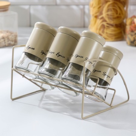 A set of glass cans for bulk products "Style", 20 × 16 × 17 cm, on a stand, 6 pcs, color mix-3