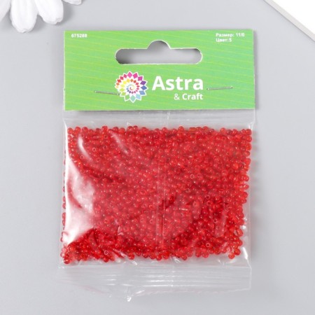 Beads "Astra" 11/0, 20 g (5 red transparent)-2