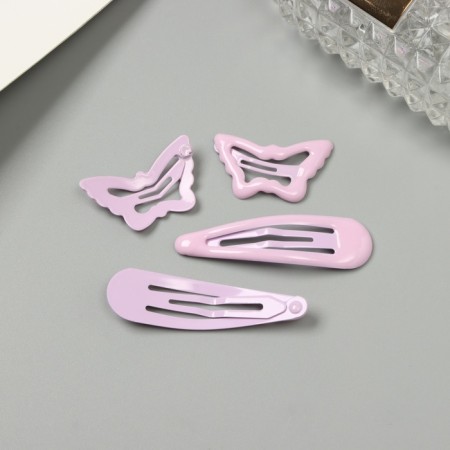 Invisible hair "Enico" (set 4 pcs) butterfly, 5 and 3 cm, lilac-2