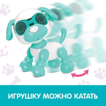 Robot Dog "Smart friend", interactive: with sound recording, light, sound, sensory, musical, batteries, turquoise-3