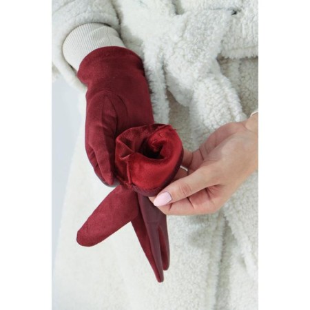Gloves are female, dimensionless, without insulation, burgundy color-2