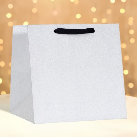 Packet for cake, 30 x 30 x 30 cm, silver with glitter