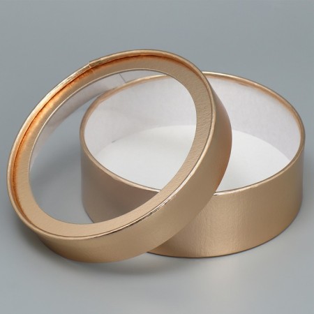 Makarun box, confectionery packaging tube with a window, “gold” 16 x 16 x 5 cm-1