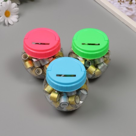 Adhesive tape plastic in the jar "Glori. Gold, silver" NR 40 pcs 1.2 cm, dl.0.9 m 7x7x9 cm-1