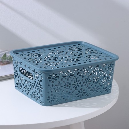 Storage container with a “pattern” lid, plastic, 25 × 19 × 10 cm, mix color-3