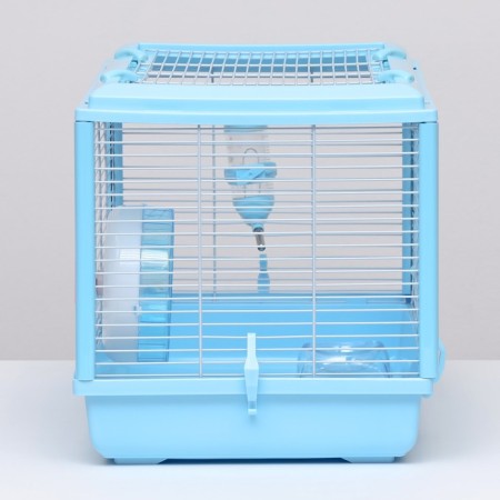 A cage for rodents with a plastic fortification of 47 x 30 x 32 cm, blue-1