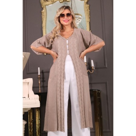 Cardigan female, size 54, beige color-5