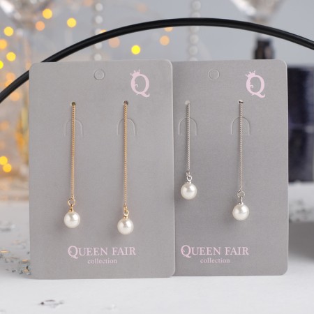 Earrings with pearls "chains" pea, color mix-1