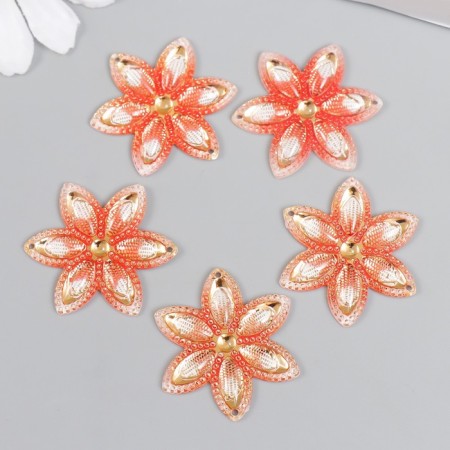 Decor for creativity plastic "Crystal flower" red 3x3 cm-2
