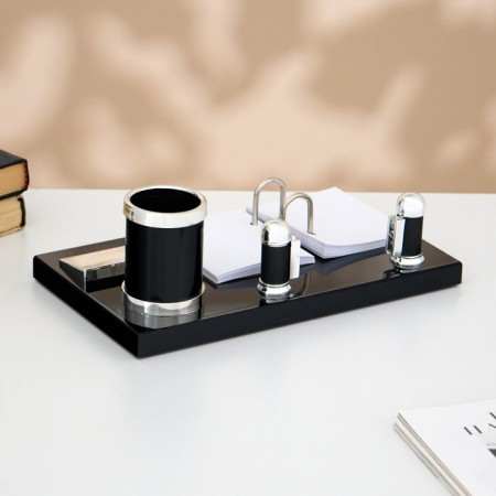 Table set 4V1 with a business card holder, black tree-2
