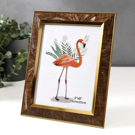 Photo frame plastic 15x20 cm "Chocolate leaves, golden double frame" 24.7x19.8 cm-1