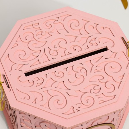 Family bank with monograms, powder, MDF, 27x27x16.5 cm-2