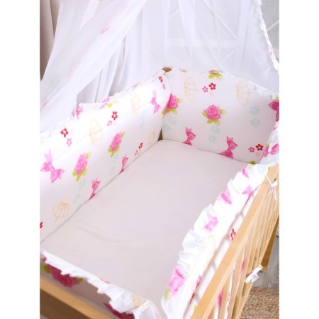 A set of sides in a crib with a canopy cane-1