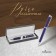 Gift handle, ball "espresso" in the leatherette case, rotary, blue, with silver