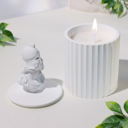 Candle in concrete Aromatic "God Ares", 13x7 cm, bergamot, soy wax, 160 g-1