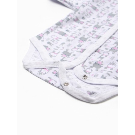 Body baby with a long sleeve "Bunny", white/pink color, height 74-3