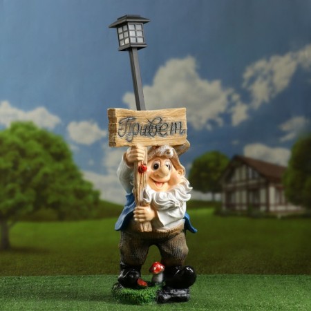 Garden Lanter "Gnome" Hello "with a flashlight" 57cm-1