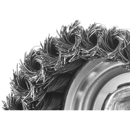 Cup brush "Bison" 35277-080_z02, twisted, steel, wicker bundles 0.8 mm, M14x80 mm-1
