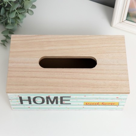 Casket Wood for napkins "Strips with colored peas" 25x9.5x14 cm-3