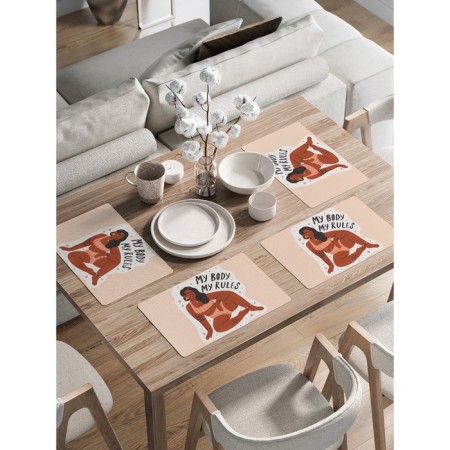 A set of napkins for setting the table “My Rules”, rectangular, rounded edges, size 30x46 cm, 4 pcs