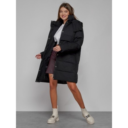 Coat insulated winter female, size 48, black color-11