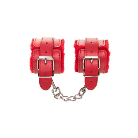 Handcuffs Anonymo, PU Skin, 27 cm, red color-3