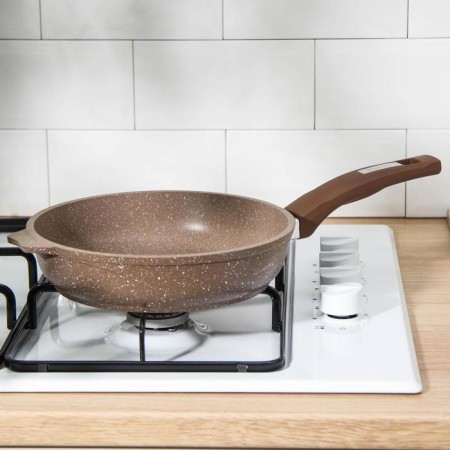 Granite Brown pan, d = 22 cm, plastic handle, anti -stick coating, brown color-5