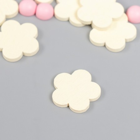Decor for creativity wood "Flower and core" d-2 cm, set 10+10 pcs cream pink-1